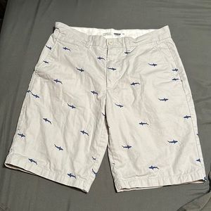 Old Navy Shark embroidered board shorts.